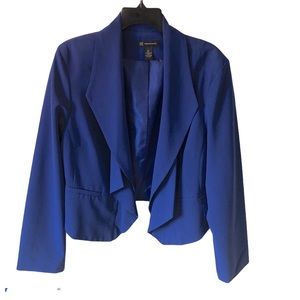 INC Royal blue open front high-low suit jacket